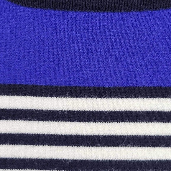 Talbots Sweater Women's Large Blue White Striped 3/4 Sleeve Pullover Sweater - Picture 4 of 8